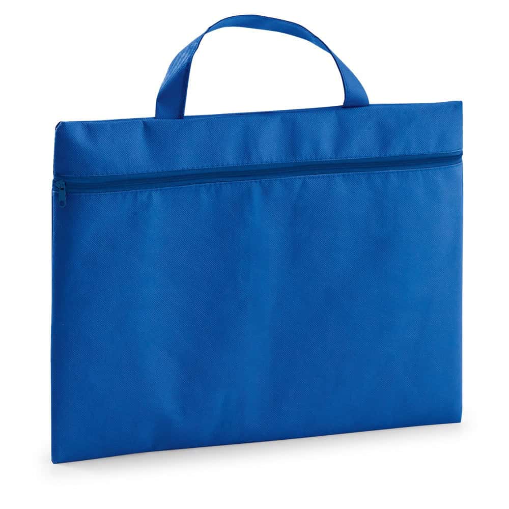 Konferensmapp i blå non-woven 80 g/m², perfekt för möten och presentationer.