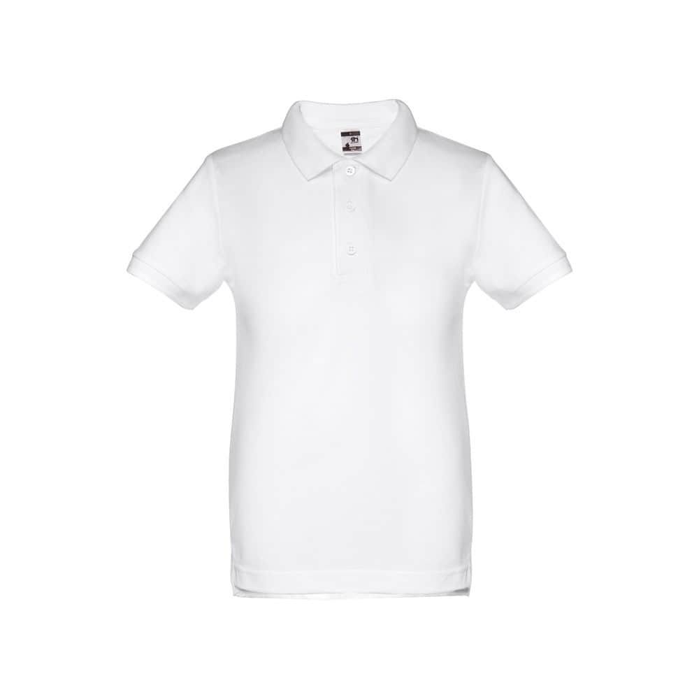 THC ADAM KIDS WH. Kortärmad pikétröja för barn (unisex). vit färg
