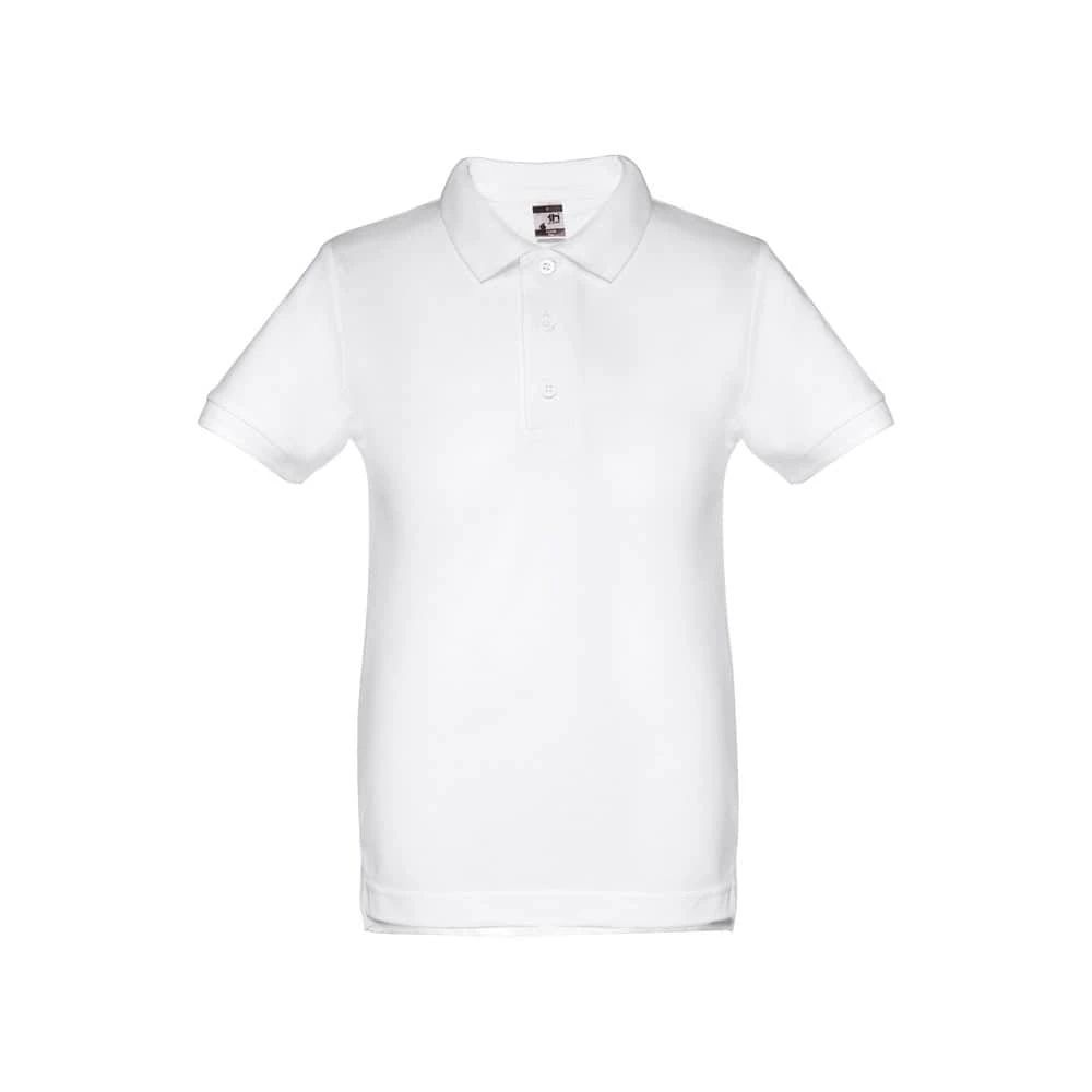 THC ADAM KIDS WH. Kortärmad pikétröja för barn (unisex). vit färg