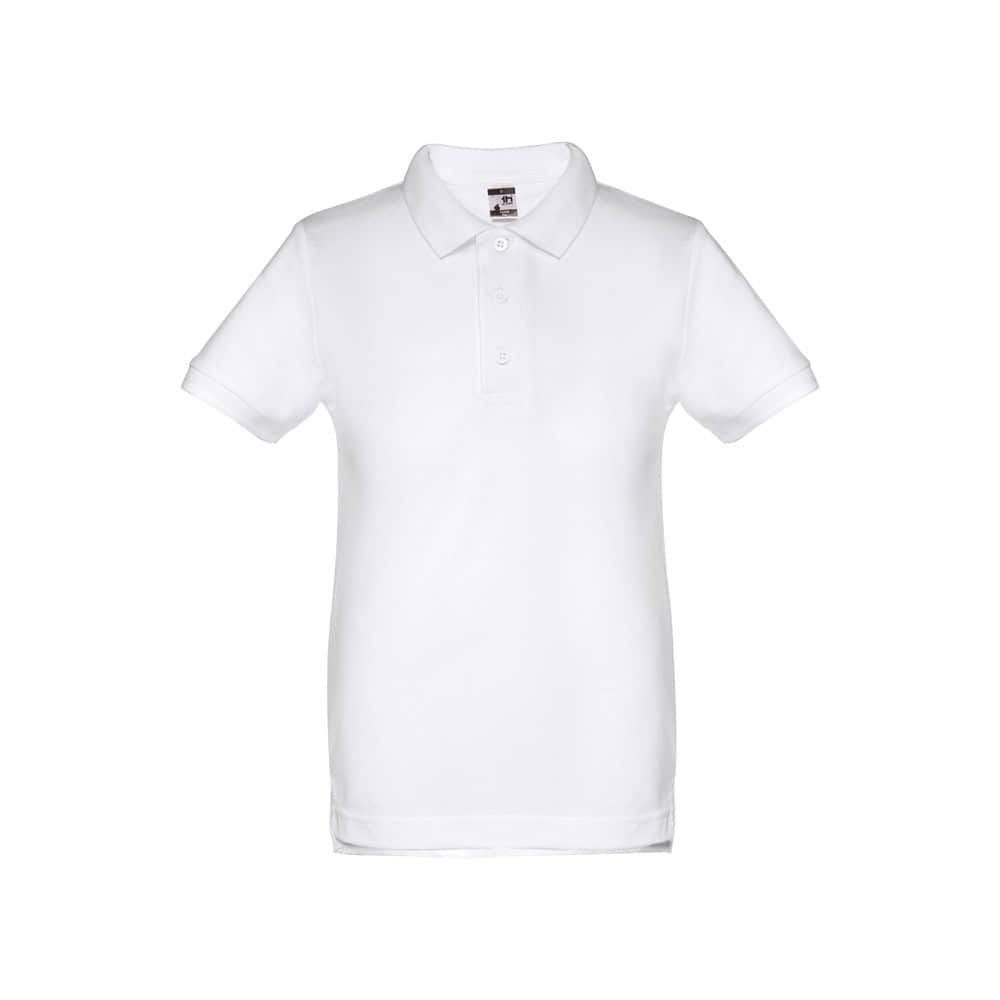 THC ADAM KIDS WH. Kortärmad pikétröja för barn (unisex). vit färg
