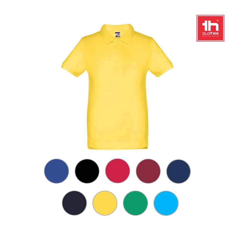 THC ADAM KIDS. Kortärmad bomullspikétröja för barn (unisex)