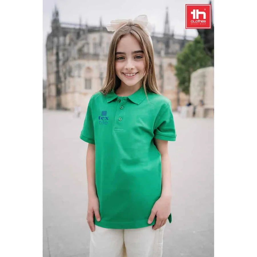 THC ADAM KIDS. Kortärmad bomullspikétröja för barn (unisex)