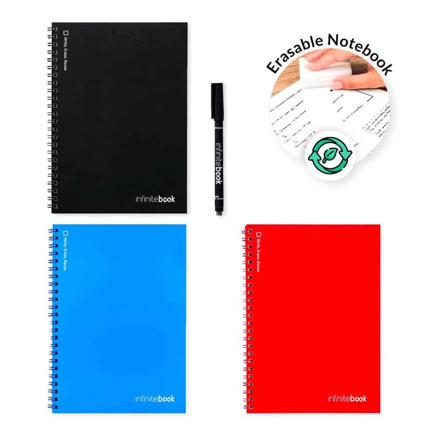 INFINITEBOOK PLAIN A5. Infinitebook med flexibelt omslag och 15 blanka whiteboardsidor