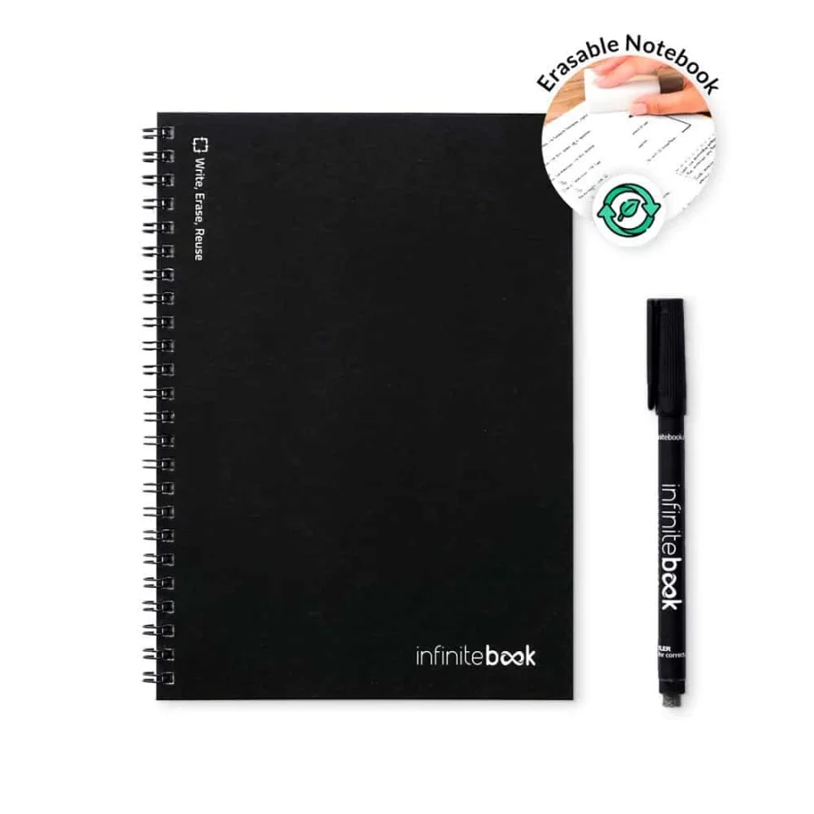INFINITEBOOK LINED A5. Infinitebook med flexibelt omslag och 15 linjerade whiteboardsidor