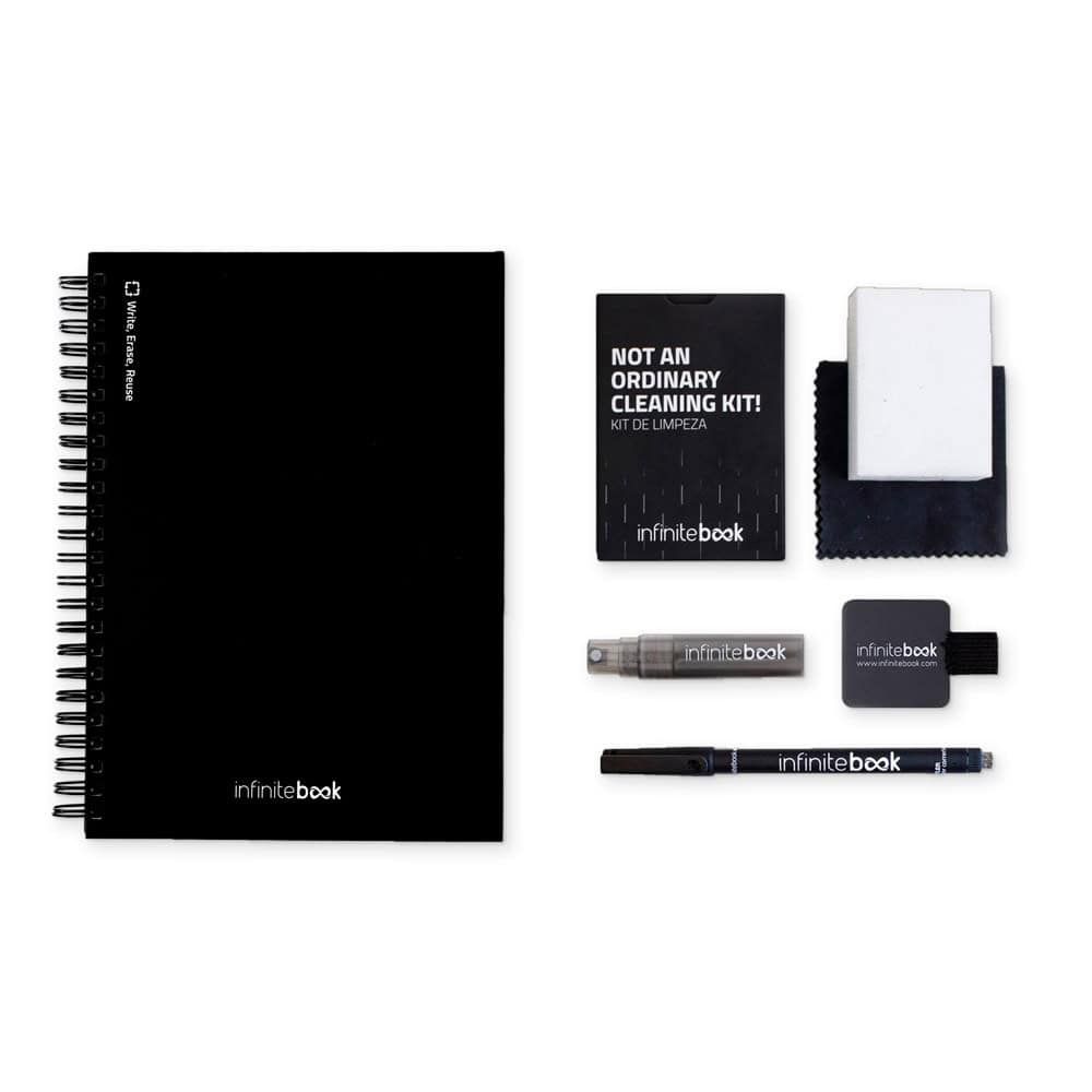 STARTER KIT INFINITEBOOK A5. Setet innehåller en "infinite", rengöringskit, markör och markörhållare