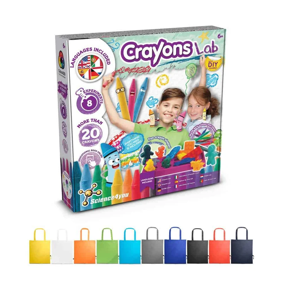 Crayon Factory Kit II. Pedagogiskt spel levereras med en 190T vikbar presentpåse