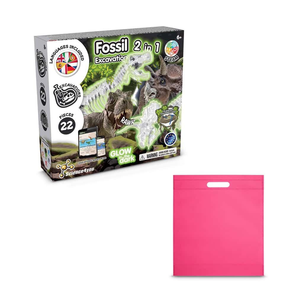 2 in 1 Fossil Excavation Kit IV. Pedagogiskt spel levereras med en non-woven presentpåse (80 g/m²)