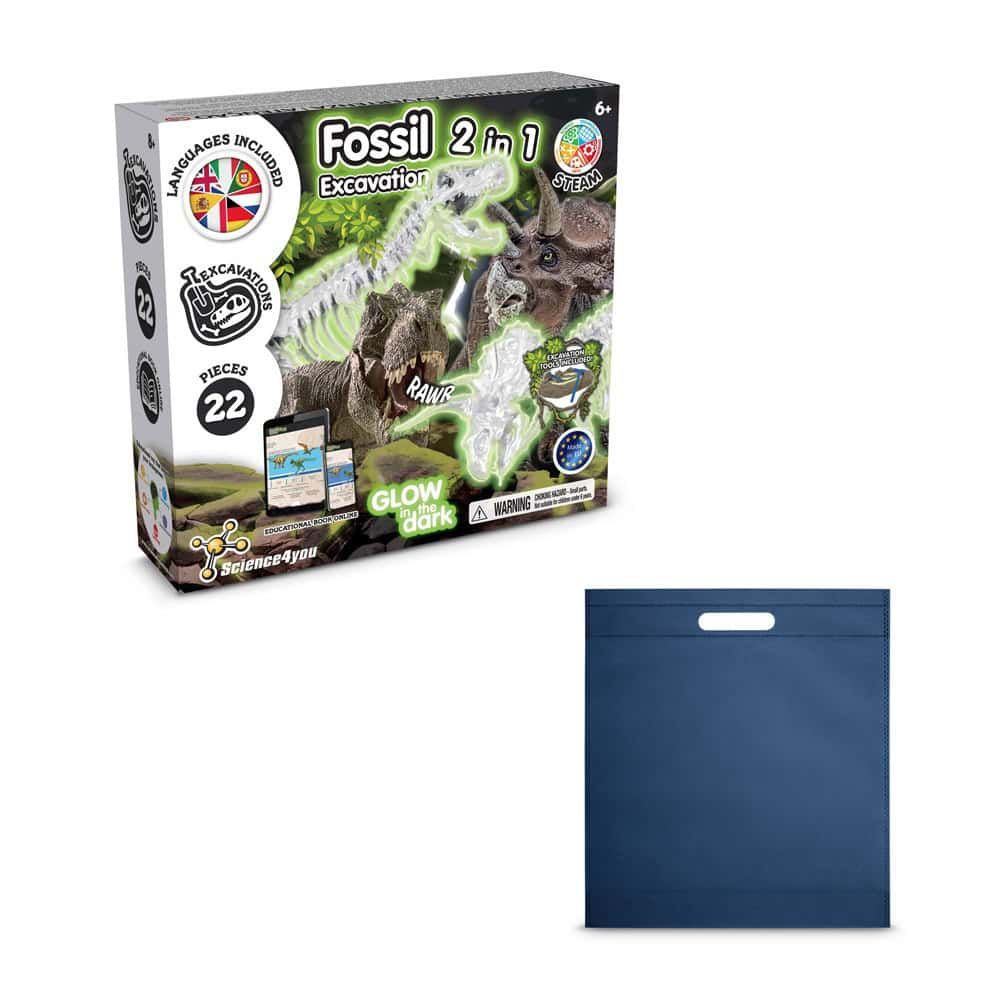 2 in 1 Fossil Excavation Kit IV. Pedagogiskt spel levereras med en non-woven presentpåse (80 g/m²)