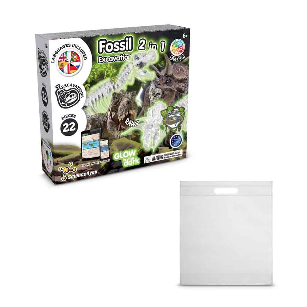 2 in 1 Fossil Excavation Kit IV. Pedagogiskt spel levereras med en non-woven presentpåse (80 g/m²)