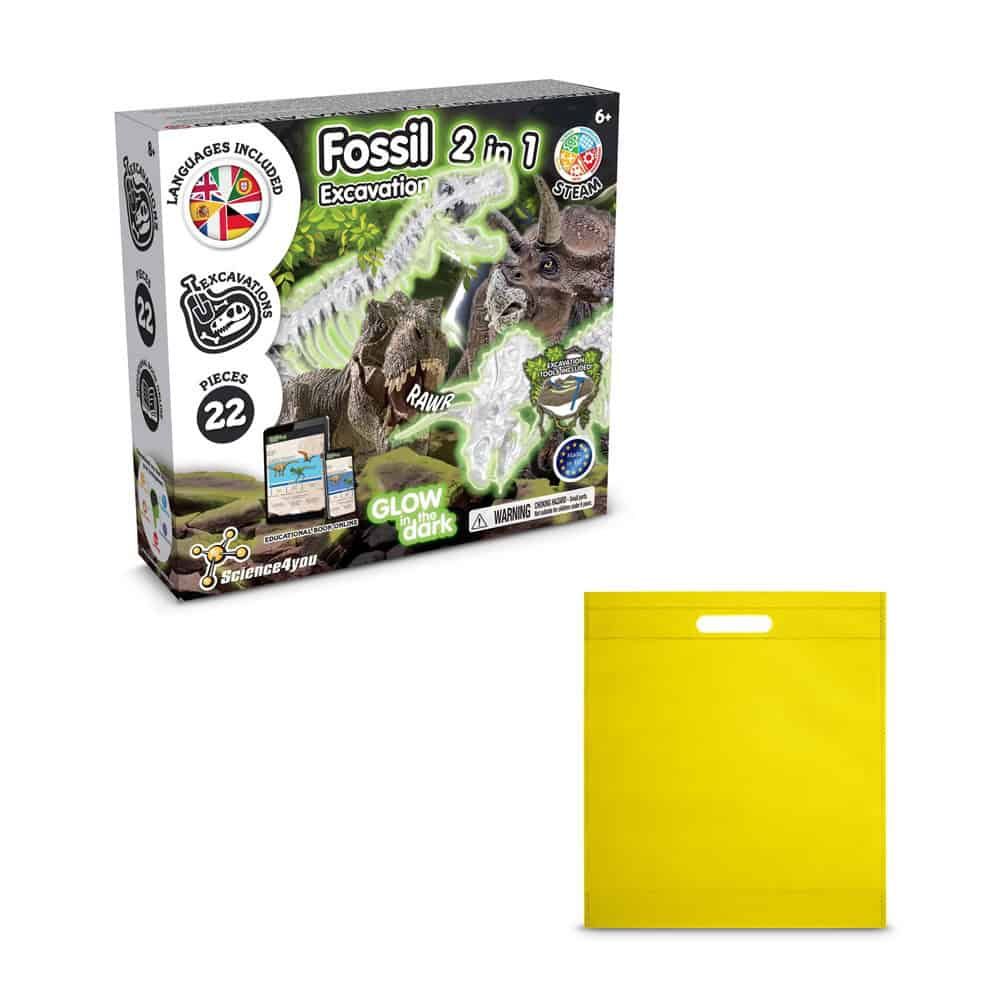 2 in 1 Fossil Excavation Kit IV. Pedagogiskt spel levereras med en non-woven presentpåse (80 g/m²)