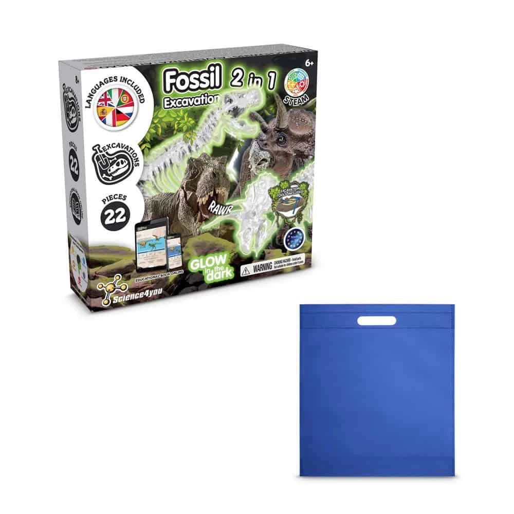 2 in 1 Fossil Excavation Kit IV. Pedagogiskt spel levereras med en non-woven presentpåse (80 g/m²)