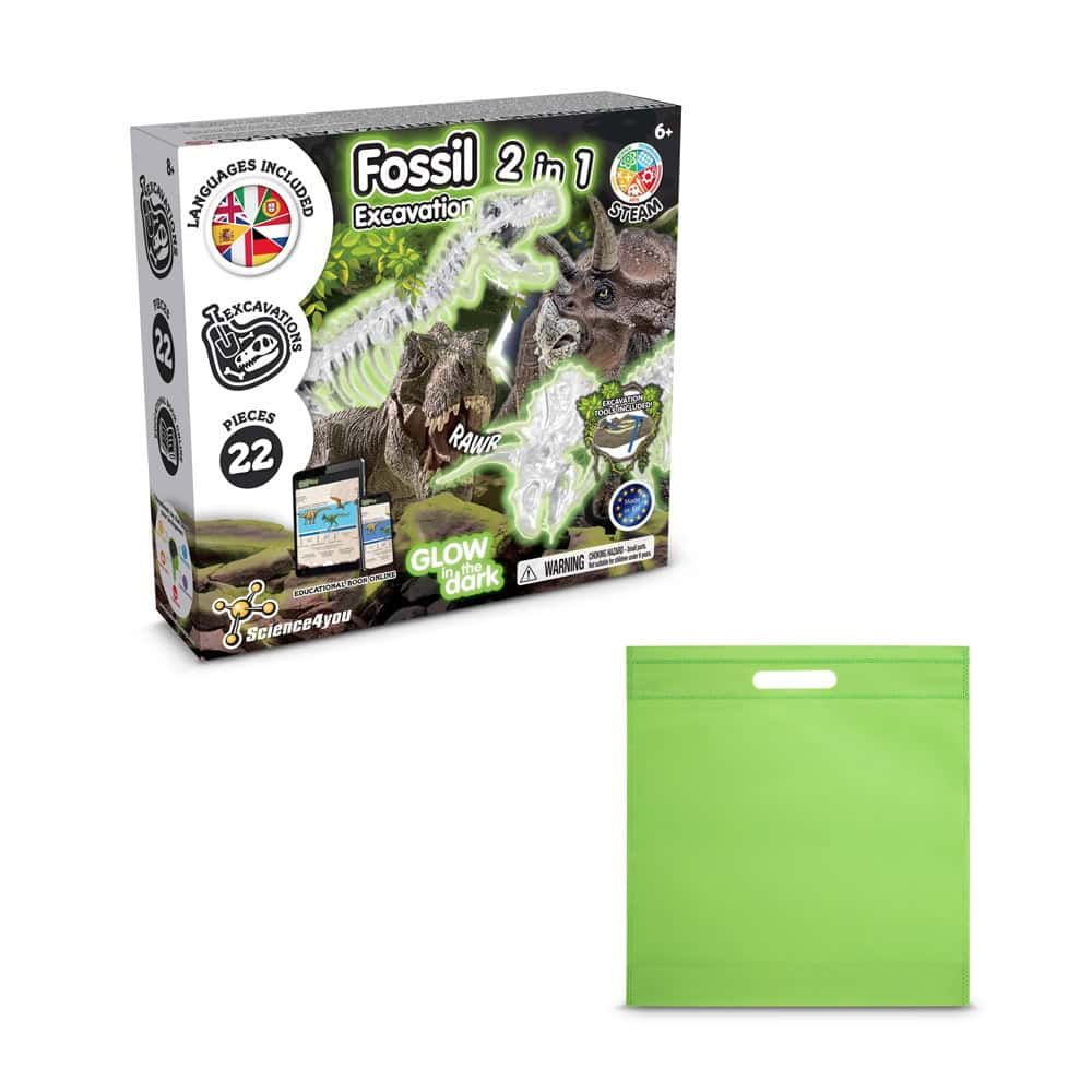 2 in 1 Fossil Excavation Kit IV. Pedagogiskt spel levereras med en non-woven presentpåse (80 g/m²)