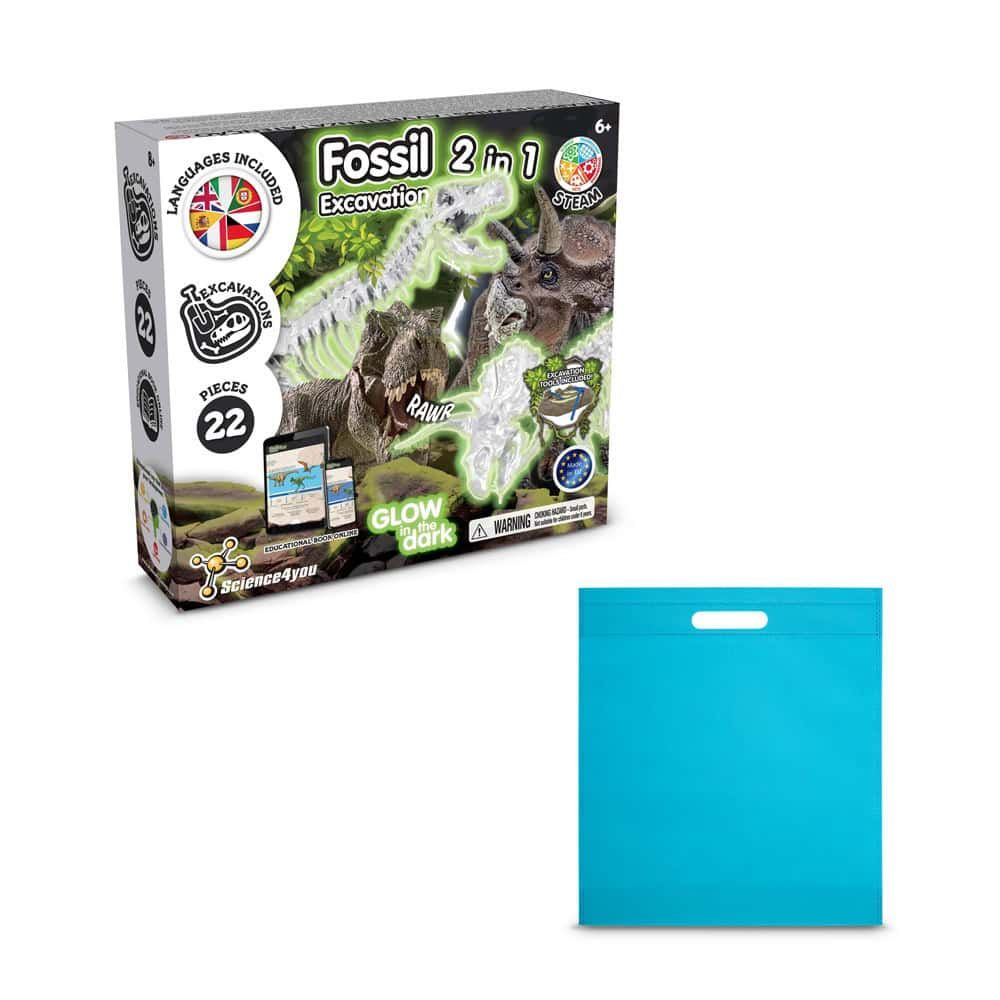 2 in 1 Fossil Excavation Kit IV. Pedagogiskt spel levereras med en non-woven presentpåse (80 g/m²)