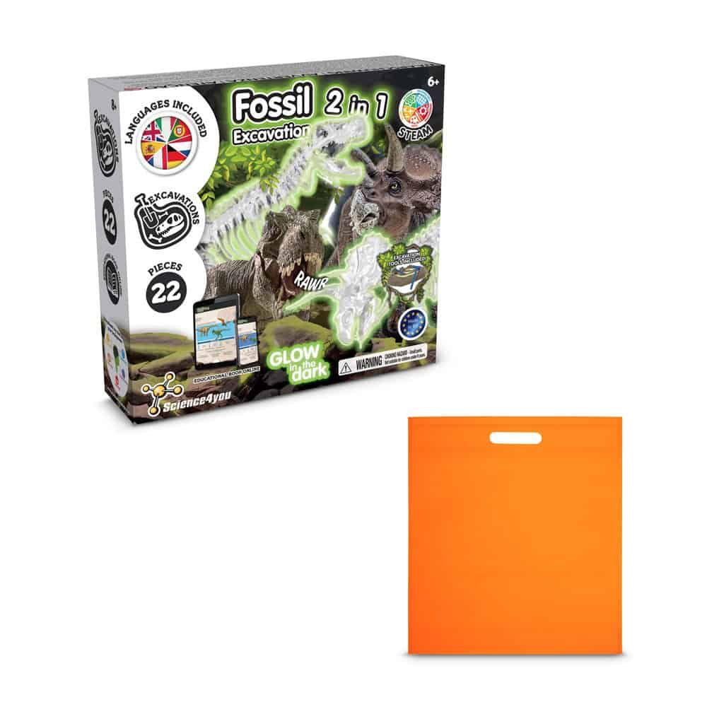 2 in 1 Fossil Excavation Kit IV. Pedagogiskt spel levereras med en non-woven presentpåse (80 g/m²)