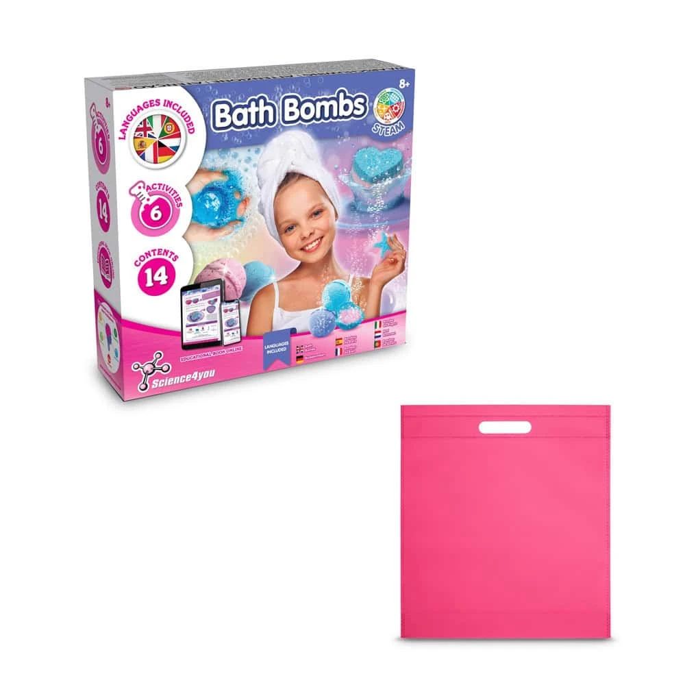 Bath Bombs Kit IV. Pedagogiskt spel levereras med en non-woven presentpåse (80 g/m²)