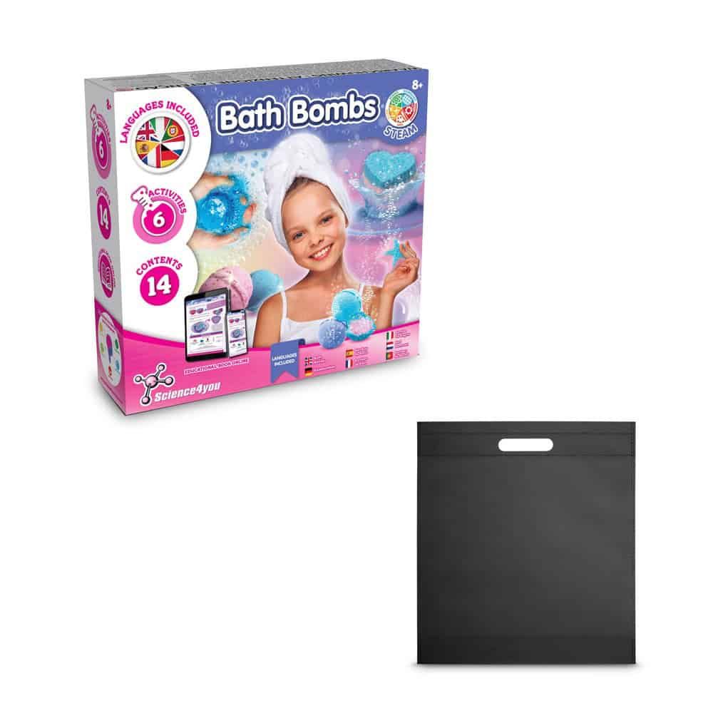 Bath Bombs Kit IV. Pedagogiskt spel levereras med en non-woven presentpåse (80 g/m²)