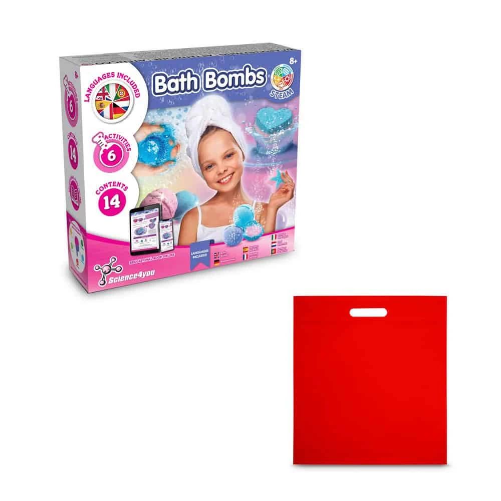 Bath Bombs Kit IV. Pedagogiskt spel levereras med en non-woven presentpåse (80 g/m²)