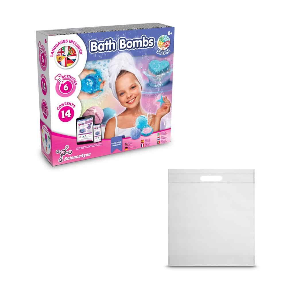 Bath Bombs Kit IV. Pedagogiskt spel levereras med en non-woven presentpåse (80 g/m²)