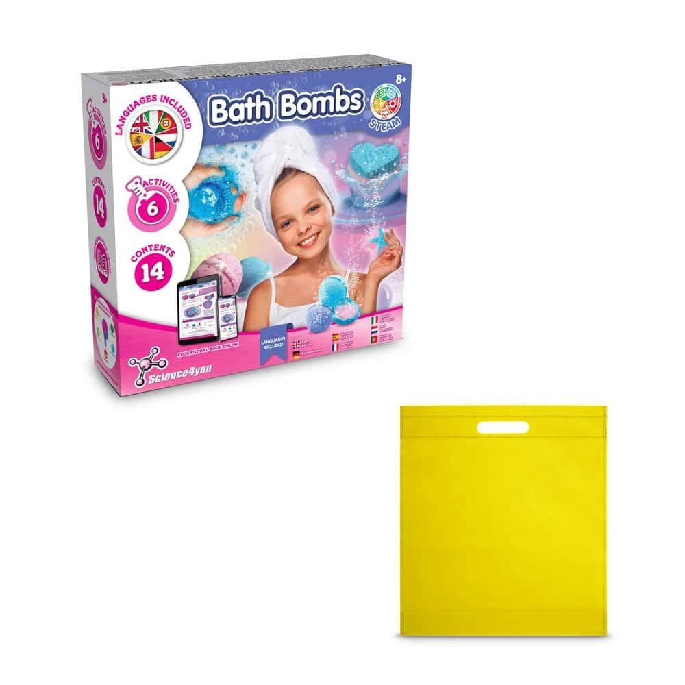 Bath Bombs Kit IV. Pedagogiskt spel levereras med en non-woven presentpåse (80 g/m²)