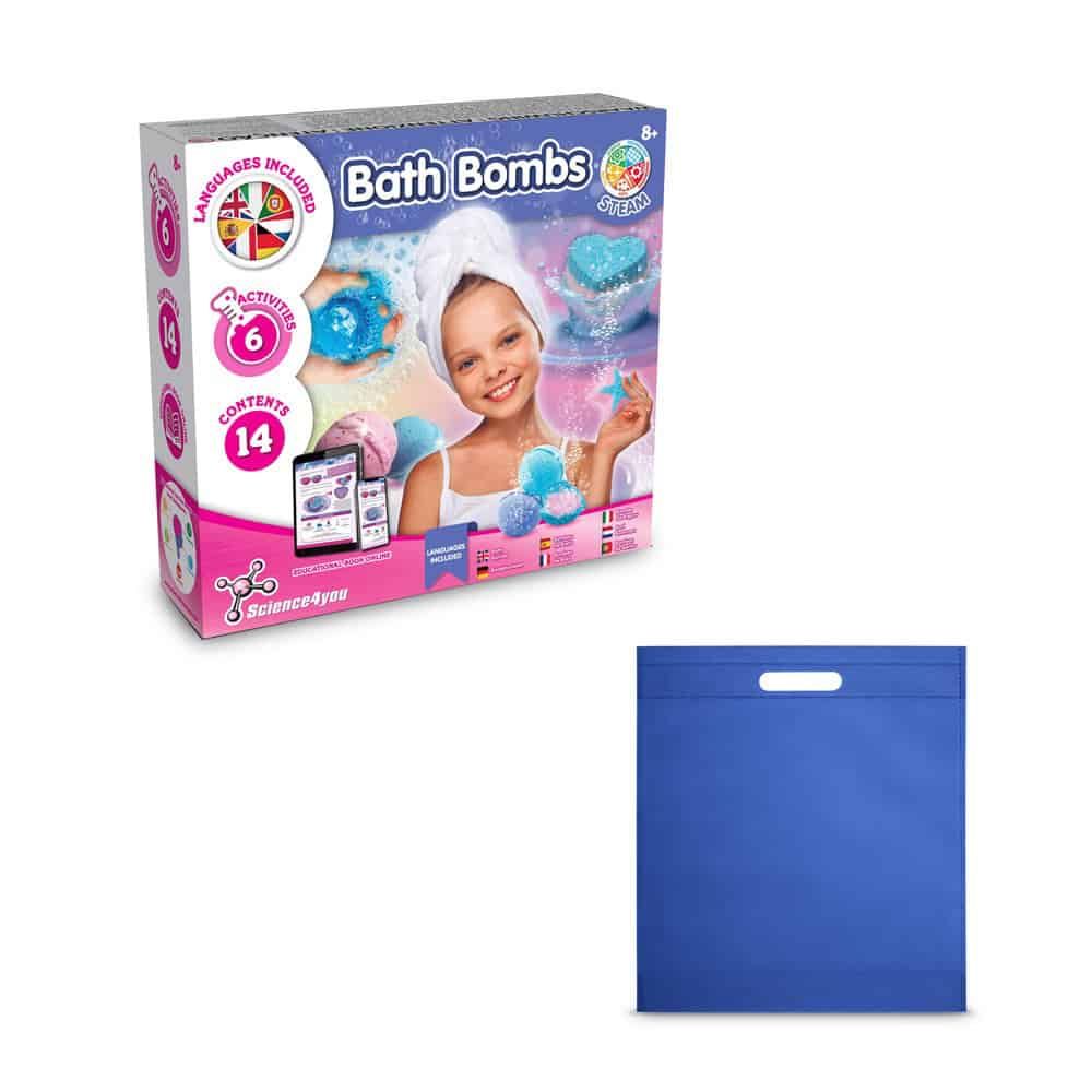 Bath Bombs Kit IV. Pedagogiskt spel levereras med en non-woven presentpåse (80 g/m²)