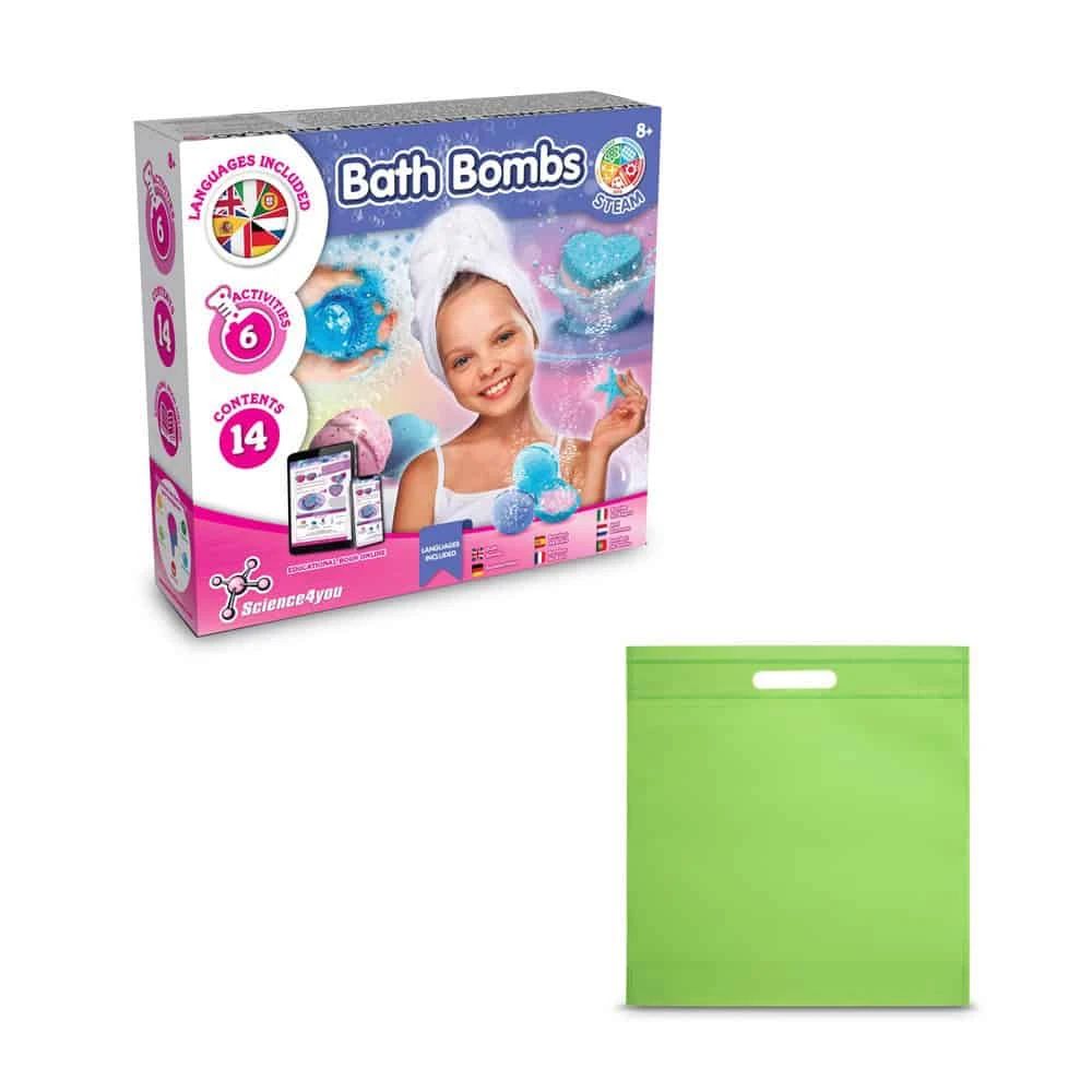 Bath Bombs Kit IV. Pedagogiskt spel levereras med en non-woven presentpåse (80 g/m²)