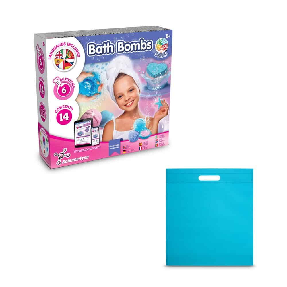 Bath Bombs Kit IV. Pedagogiskt spel levereras med en non-woven presentpåse (80 g/m²)