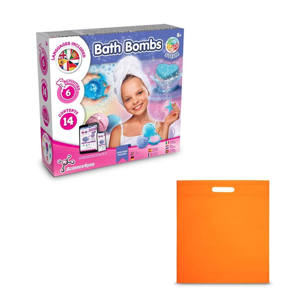 Bath Bombs Kit IV. Pedagogiskt spel levereras med en non-woven presentpåse (80 g/m²)