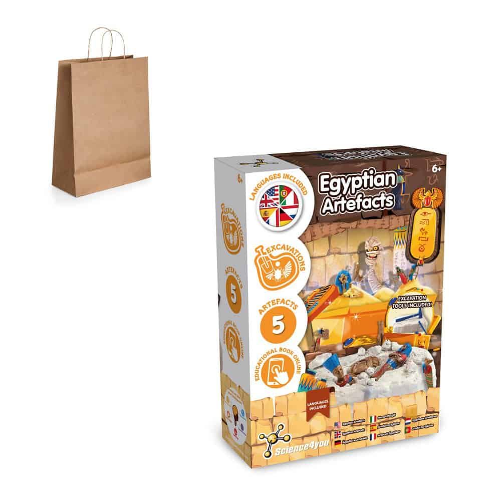 Ancient Egypt Excavation Kit III. Pedagogiskt spel levereras med en presentpåse av kraftpapper (115 g/m²) – profilreklam med tryck från ExpoTryck