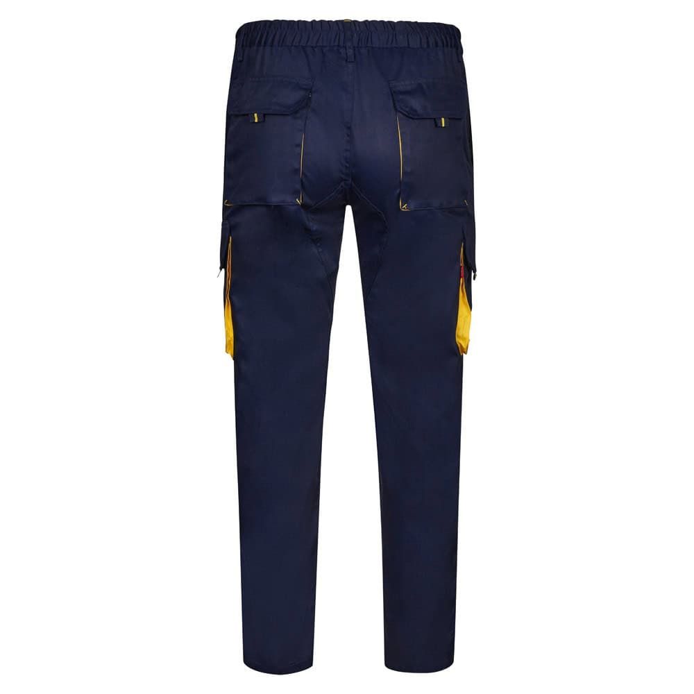 VL HYPNOS. Tvåfärgade byxor i twill med flera fickor (200g/m²), i bomull (35%) och polyester (65%)