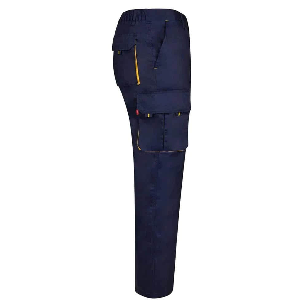 VL HYPNOS. Tvåfärgade byxor i twill med flera fickor (200g/m²), i bomull (35%) och polyester (65%)