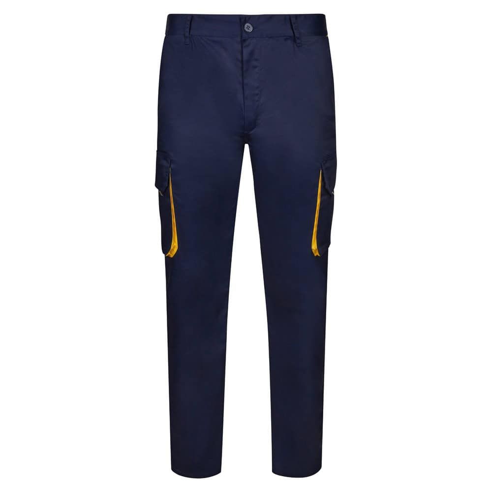 VL HYPNOS. Tvåfärgade byxor i twill med flera fickor (200g/m²), i bomull (35%) och polyester (65%)