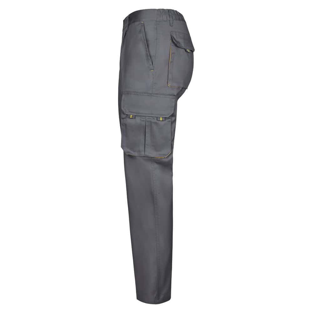VL HYPNOS. Tvåfärgade byxor i twill med flera fickor (200g/m²), i bomull (35%) och polyester (65%)