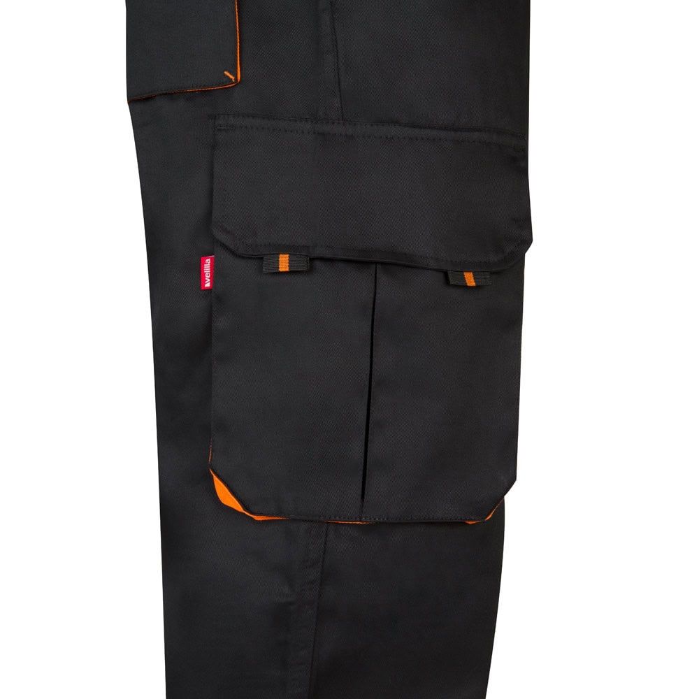 VL HYPNOS. Tvåfärgade byxor i twill med flera fickor (200g/m²), i bomull (35%) och polyester (65%)