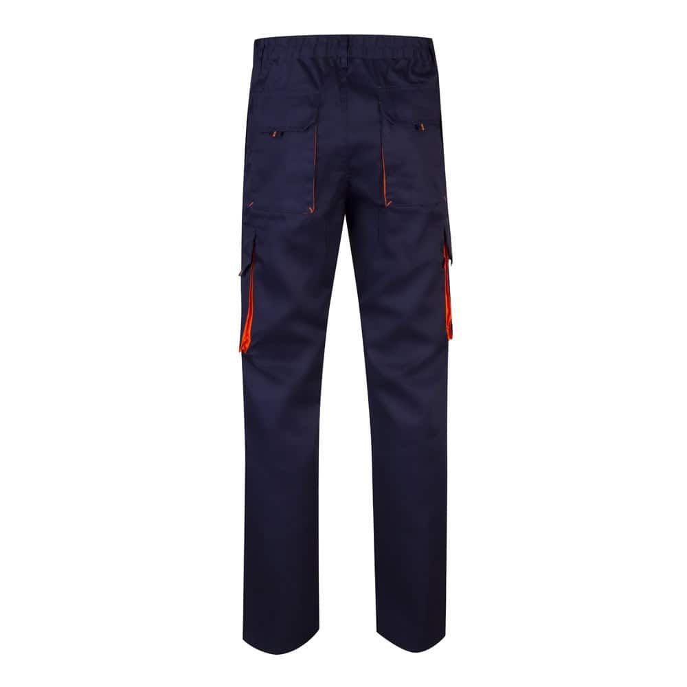 VL HYPNOS. Tvåfärgade byxor i twill med flera fickor (200g/m²), i bomull (35%) och polyester (65%)
