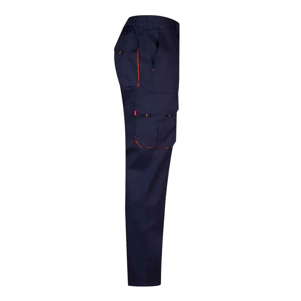 VL HYPNOS. Tvåfärgade byxor i twill med flera fickor (200g/m²), i bomull (35%) och polyester (65%)