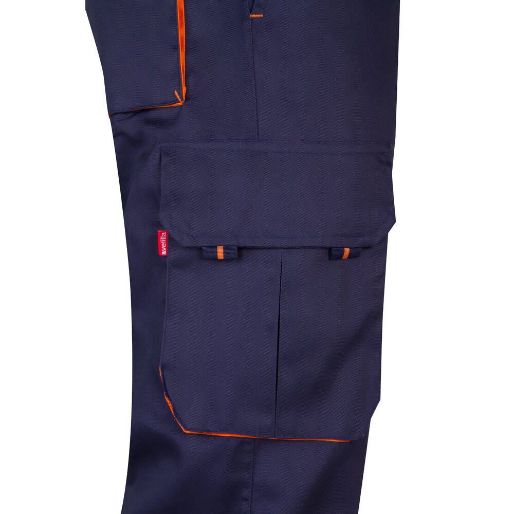 VL HYPNOS. Tvåfärgade byxor i twill med flera fickor (200g/m²), i bomull (35%) och polyester (65%)