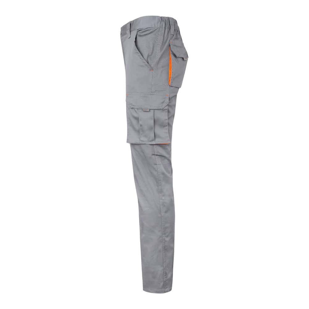 VL HYPNOS. Tvåfärgade byxor i twill med flera fickor (200g/m²), i bomull (35%) och polyester (65%)