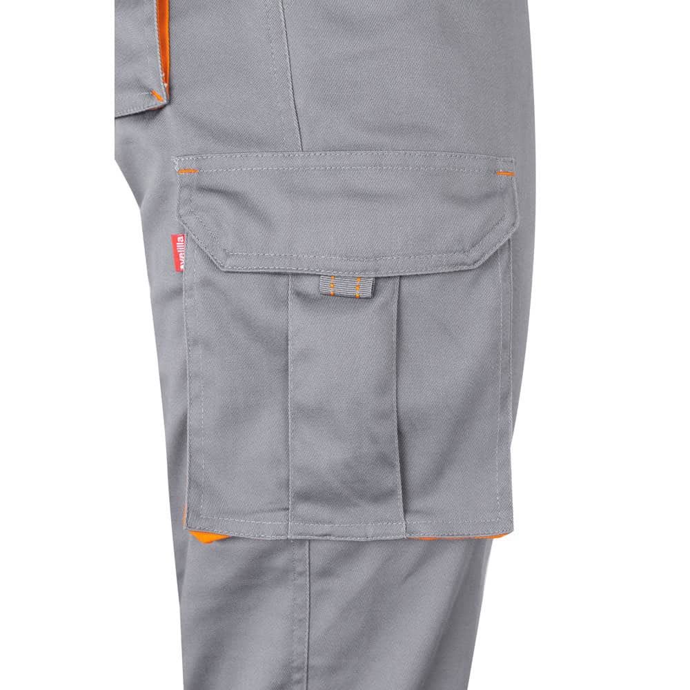 VL HYPNOS. Tvåfärgade byxor i twill med flera fickor (200g/m²), i bomull (35%) och polyester (65%)