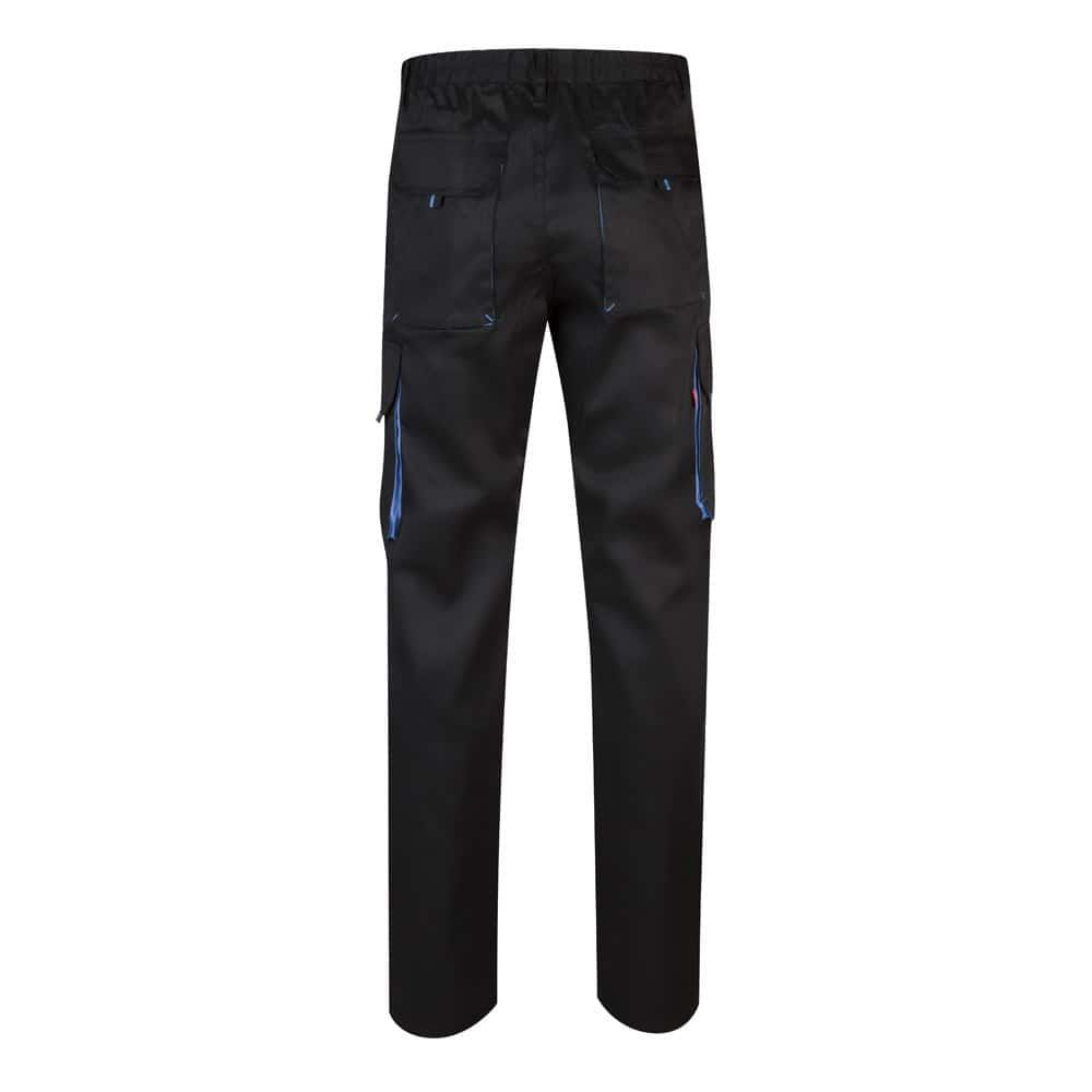 VL HYPNOS. Tvåfärgade byxor i twill med flera fickor (200g/m²), i bomull (35%) och polyester (65%)