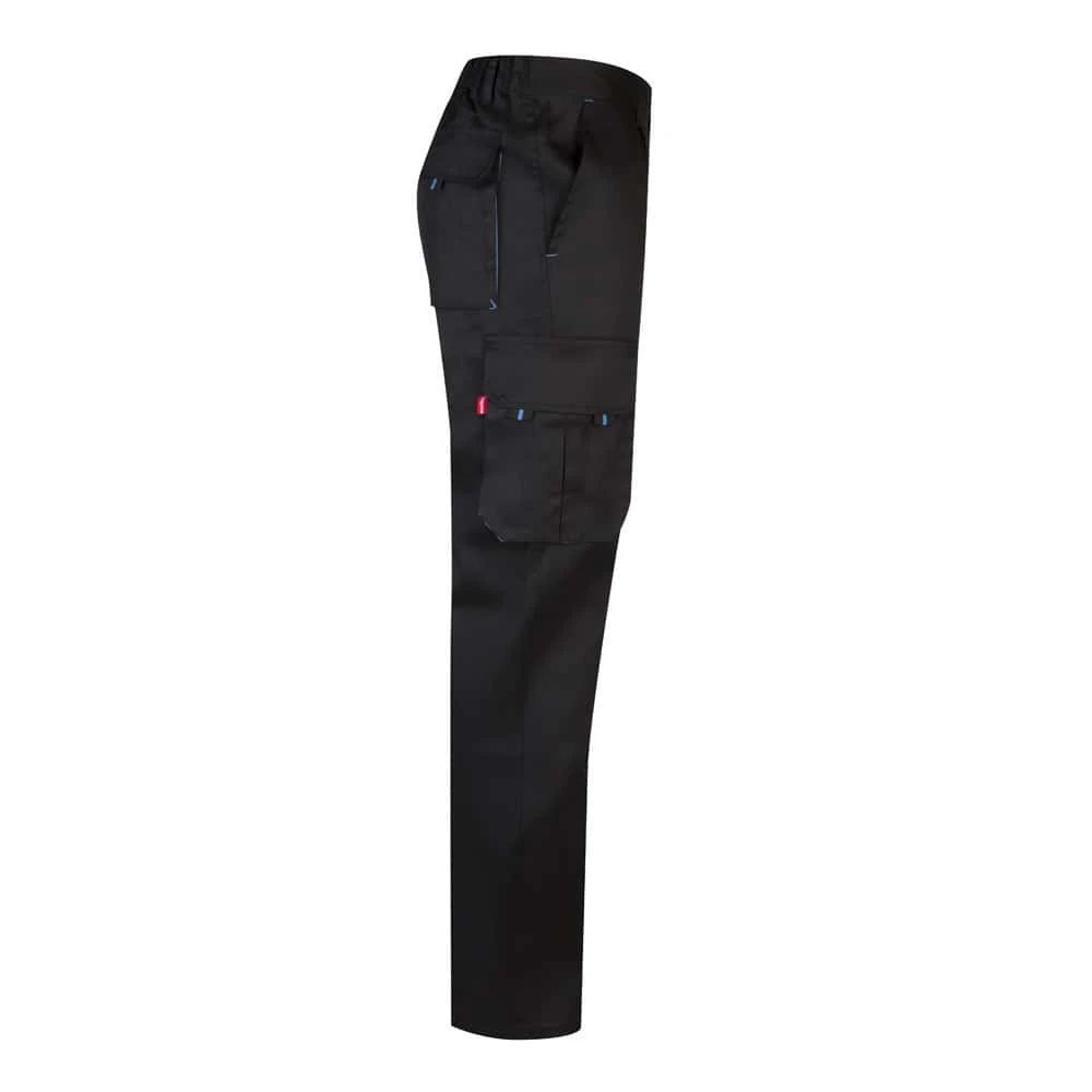 VL HYPNOS. Tvåfärgade byxor i twill med flera fickor (200g/m²), i bomull (35%) och polyester (65%)
