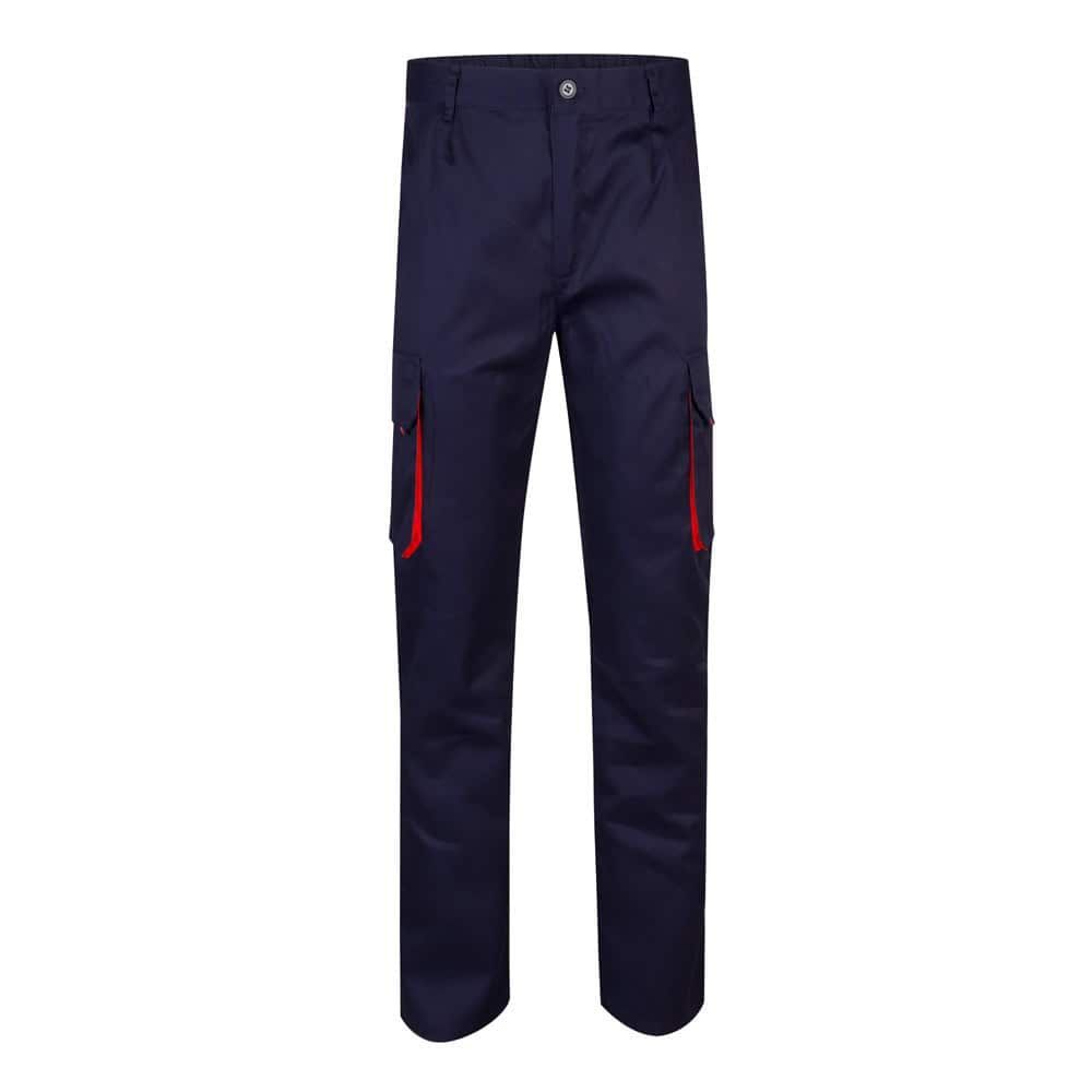 VL HYPNOS. Tvåfärgade byxor i twill med flera fickor (200g/m²), i bomull (35%) och polyester (65%)