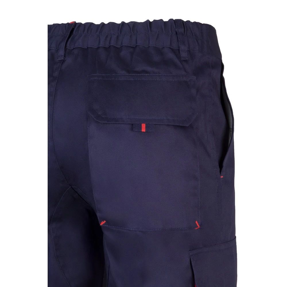VL HYPNOS. Tvåfärgade byxor i twill med flera fickor (200g/m²), i bomull (35%) och polyester (65%)