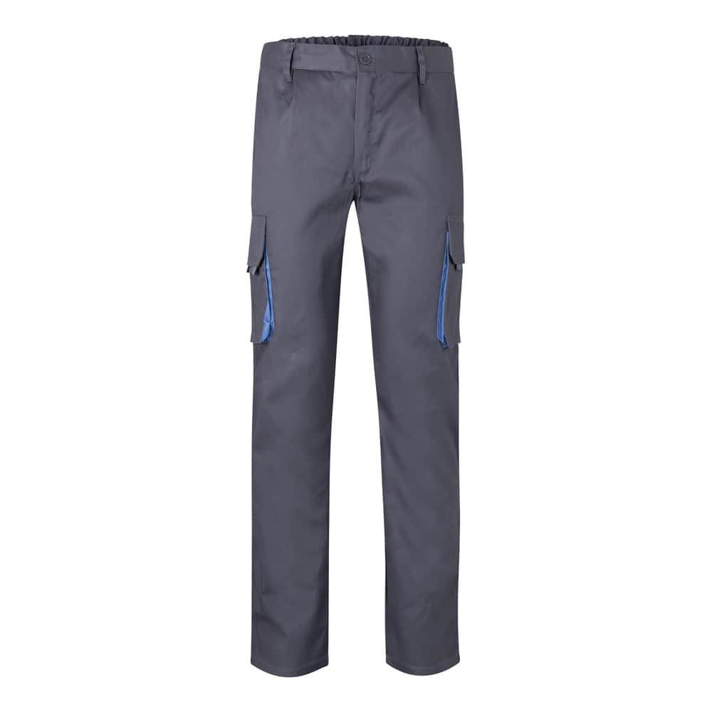 VL HYPNOS. Tvåfärgade byxor i twill med flera fickor (200g/m²), i bomull (35%) och polyester (65%)