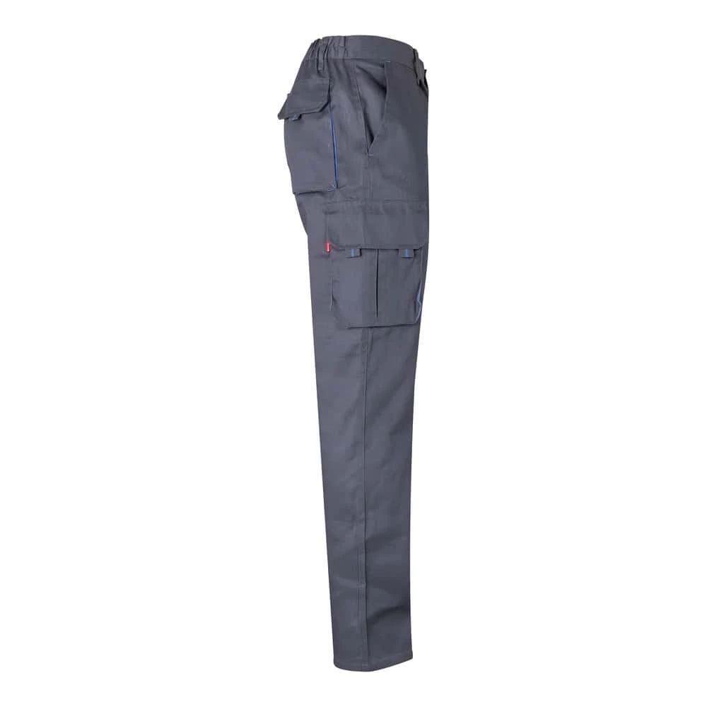 VL HYPNOS. Tvåfärgade byxor i twill med flera fickor (200g/m²), i bomull (35%) och polyester (65%)