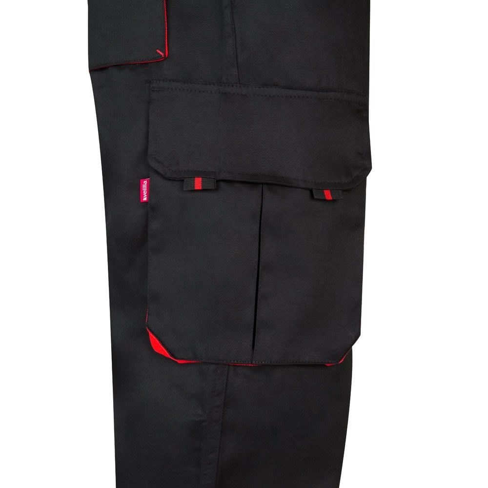 VL HYPNOS. Tvåfärgade byxor i twill med flera fickor (200g/m²), i bomull (35%) och polyester (65%)
