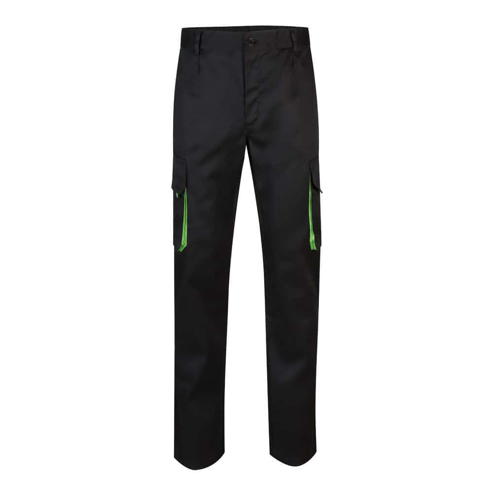 VL HYPNOS. Tvåfärgade byxor i twill med flera fickor (200g/m²), i bomull (35%) och polyester (65%)