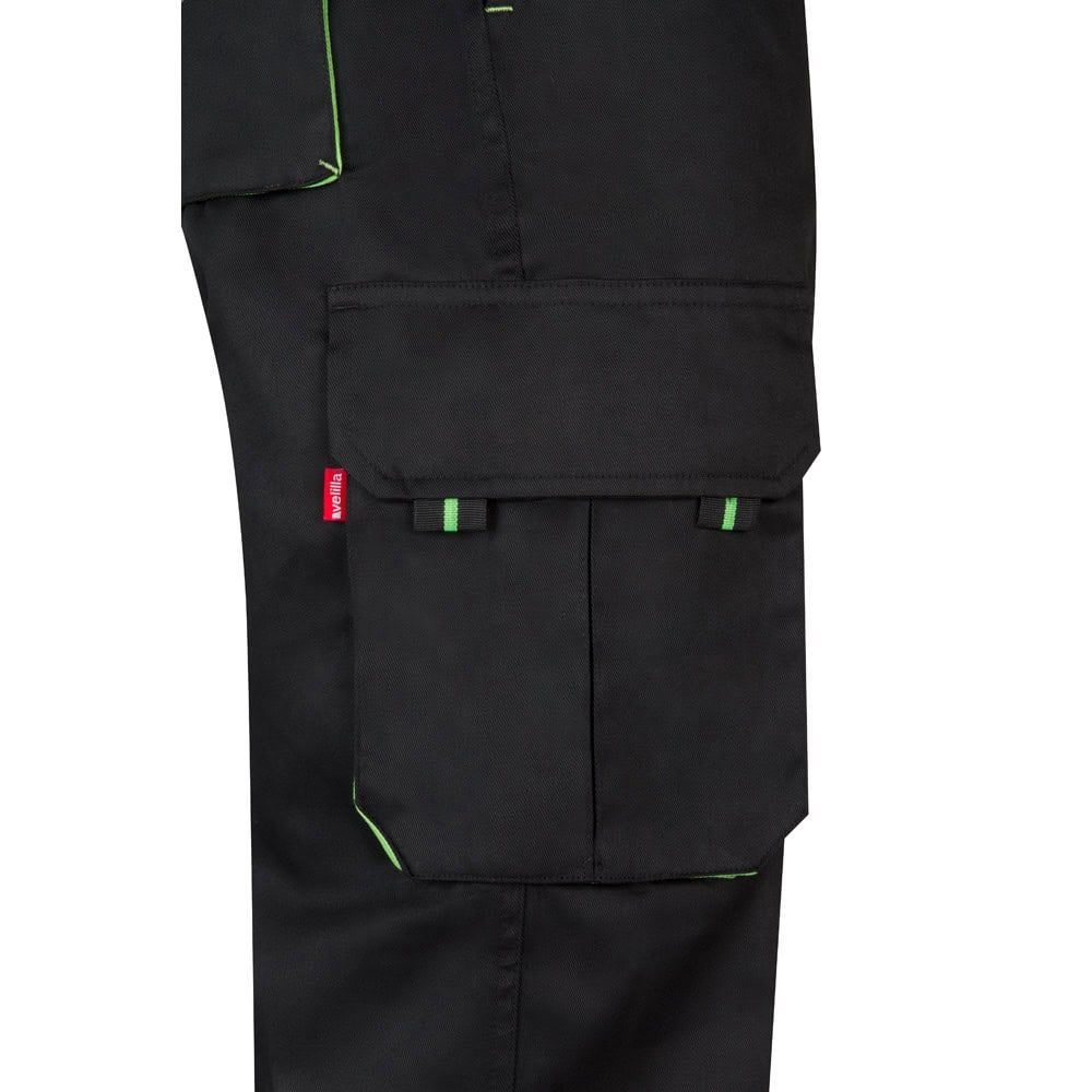 VL HYPNOS. Tvåfärgade byxor i twill med flera fickor (200g/m²), i bomull (35%) och polyester (65%)