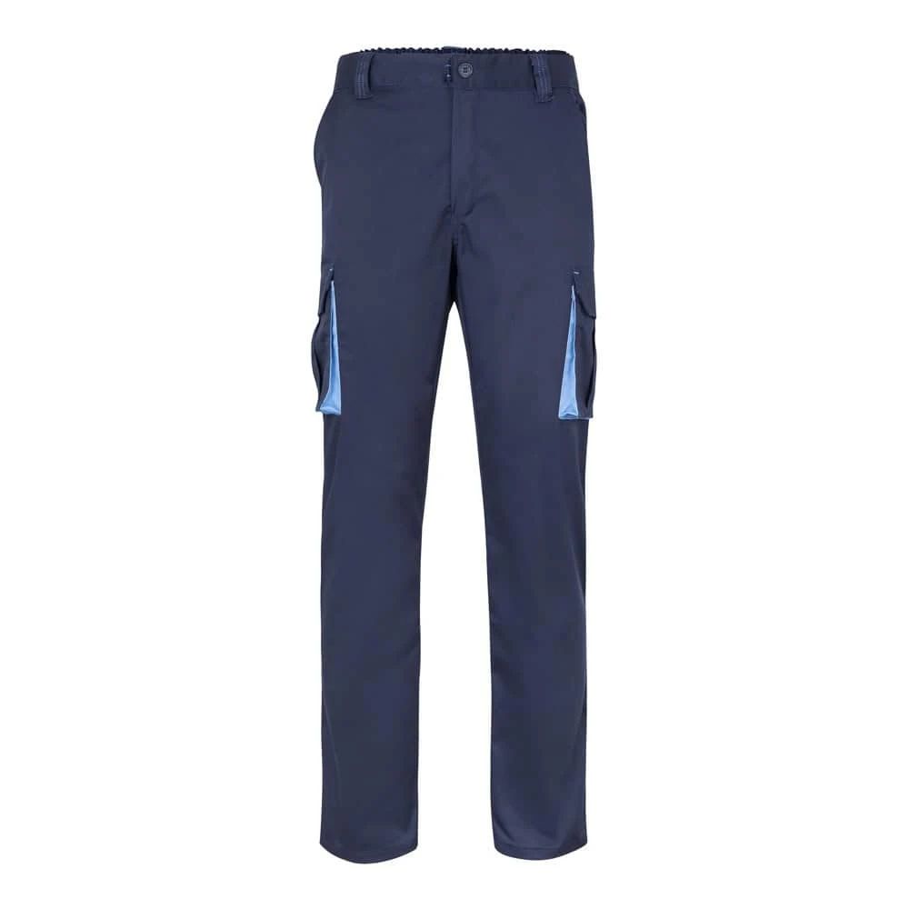 VL HYPNOS. Tvåfärgade byxor i twill med flera fickor (200g/m²), i bomull (35%) och polyester (65%)