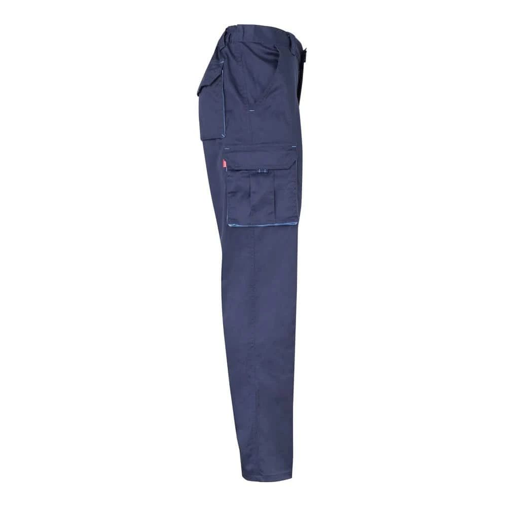 VL HYPNOS. Tvåfärgade byxor i twill med flera fickor (200g/m²), i bomull (35%) och polyester (65%)