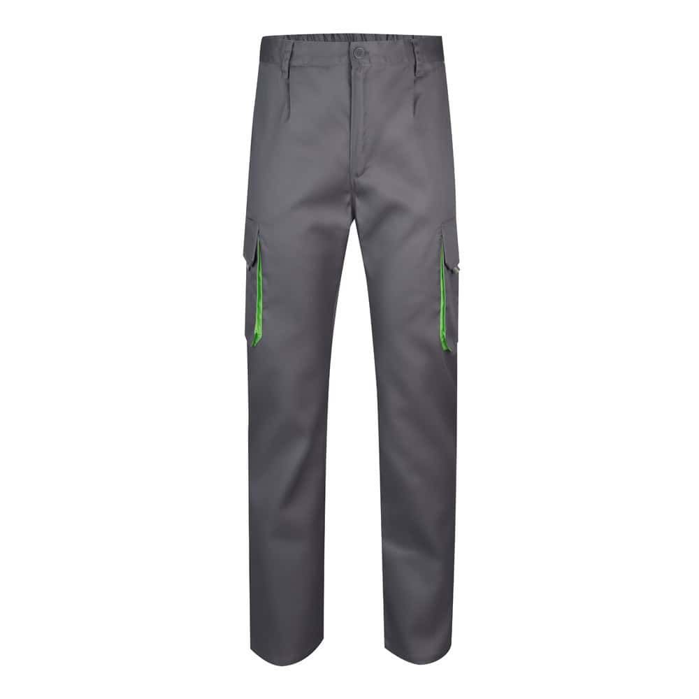 VL HYPNOS. Tvåfärgade byxor i twill med flera fickor (200g/m²), i bomull (35%) och polyester (65%)